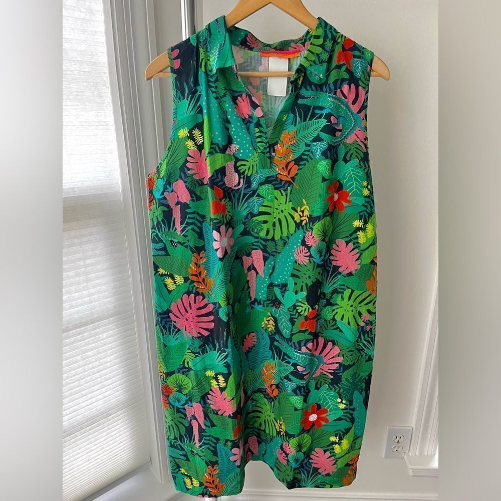 Vilagallo Collar Sleeveless‎ Print Sheath Mini Dress Sz 18 (50) NWT